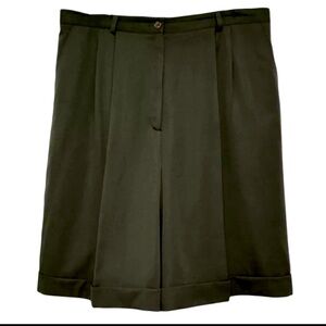 Talbots 90’s Vintage Pleat Front 100% Wool Longline Shorts 18 Safari Olive green